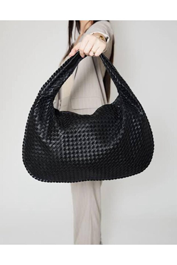 Mercan Stores Knitted Detail Wide Shopper Campané Retro Hand and Shoulder Bag