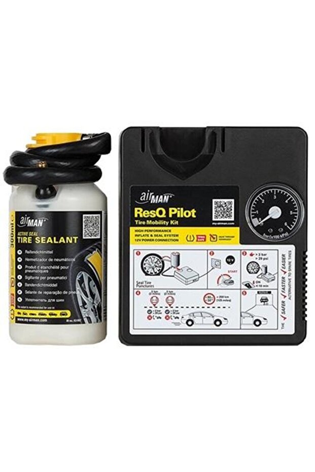 AIRMAN ResQ Pilot 71-047 Car Compressor and Sealing Solution, 12V Power Supply, Maximum Pressure 6.2 - 1