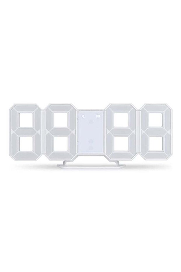LED Digital Numbers Wall Clock White - 1