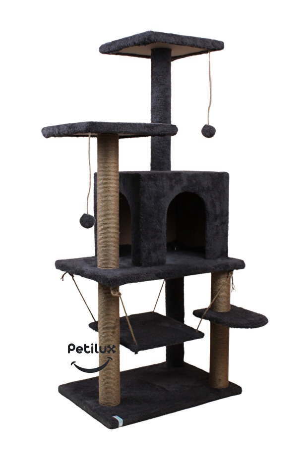 Jute Drawstring Welsoft Cat House and Play Platform with Swing Nest - 3