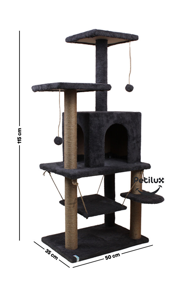 Jute Drawstring Welsoft Cat House and Play Platform with Swing Nest - 5