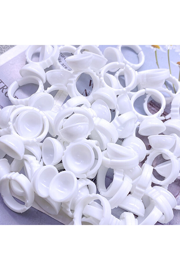 100pcs White S1 100pcs Glue Rings For Eyelash Extension Nail Art Glue Holders Eyelash Pallet Cups Fo