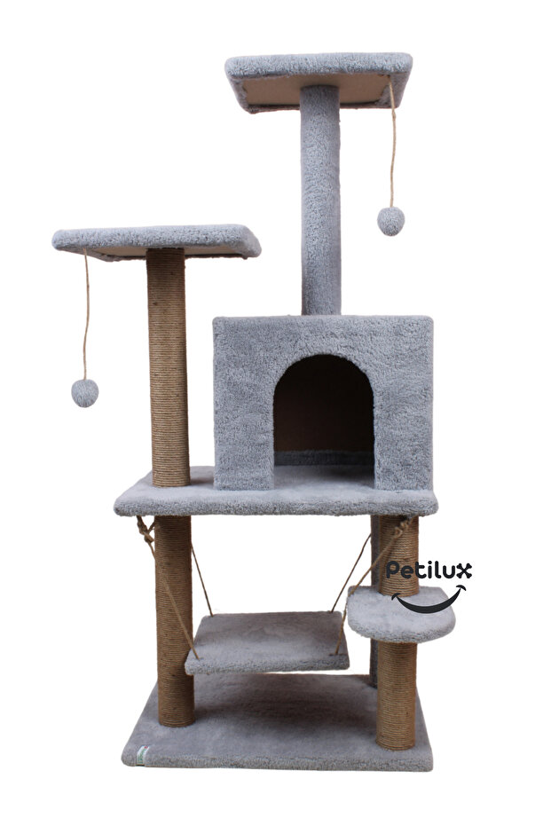 Jute Drawstring Welsoft Cat House and Play Platform with Swing Nest - 2