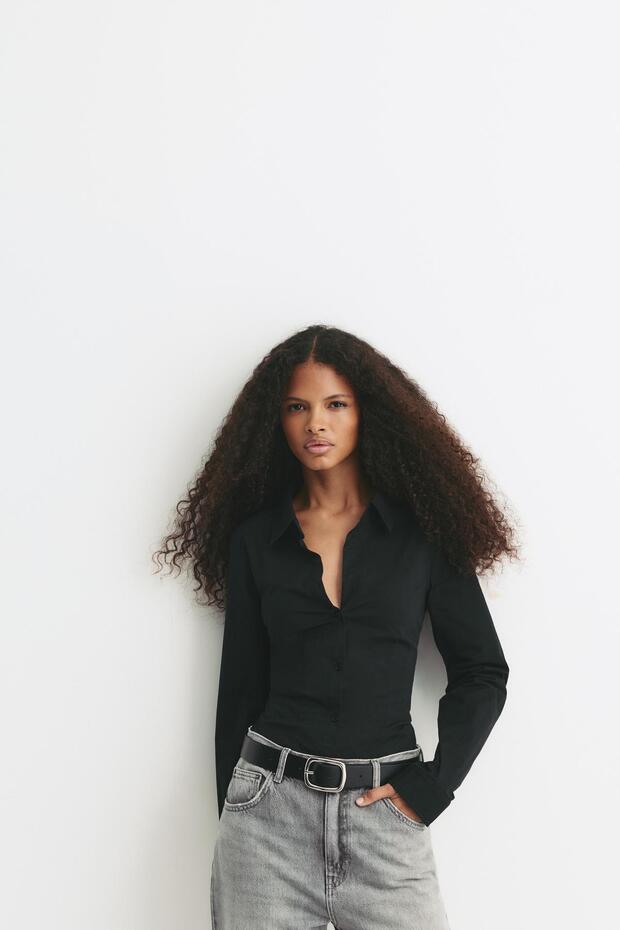 Dar kesim pensli gömlek - 5