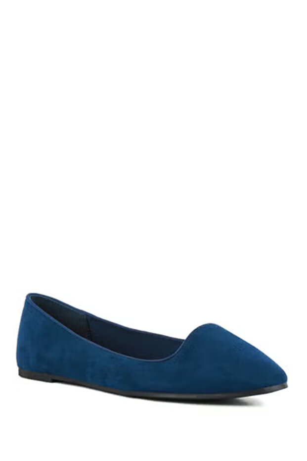Women Navy Microfiber Casual Ballerinas