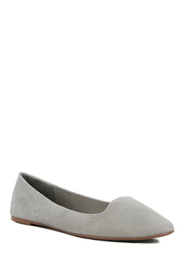 Women Grey Microfiber Casual Ballerinas
