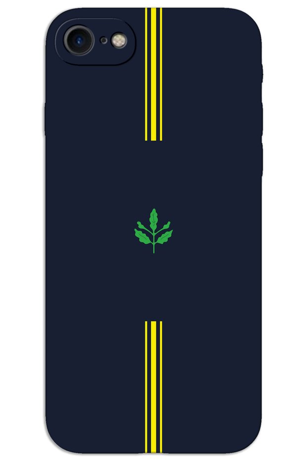 iPhone 8 Case Hd Pattern Printed Back Cover - Yellow Navy Blue