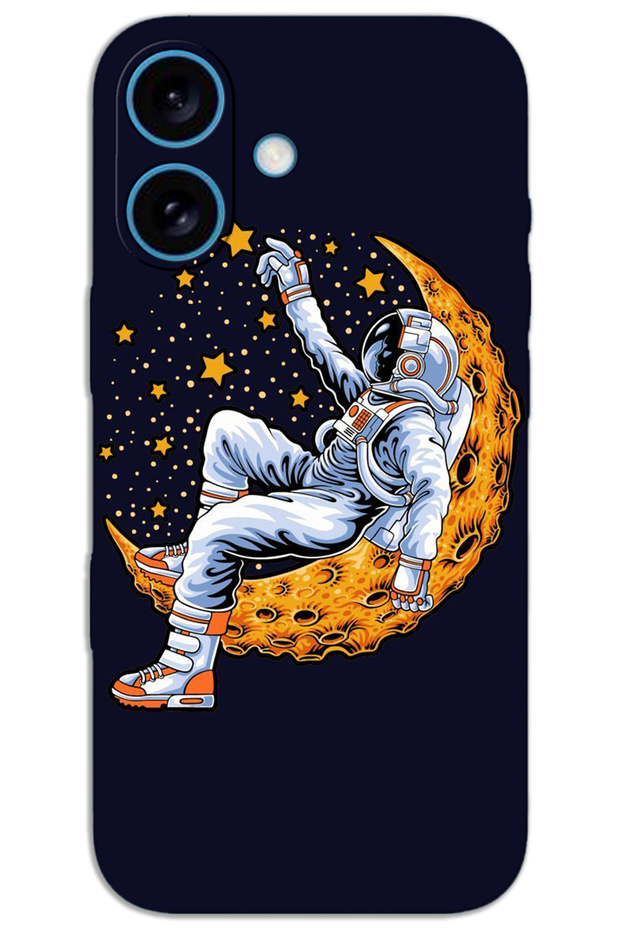 غطاء خلفي مطبوع بنمط HD لهاتف iPhone 16 Plus - Astronaut Moon