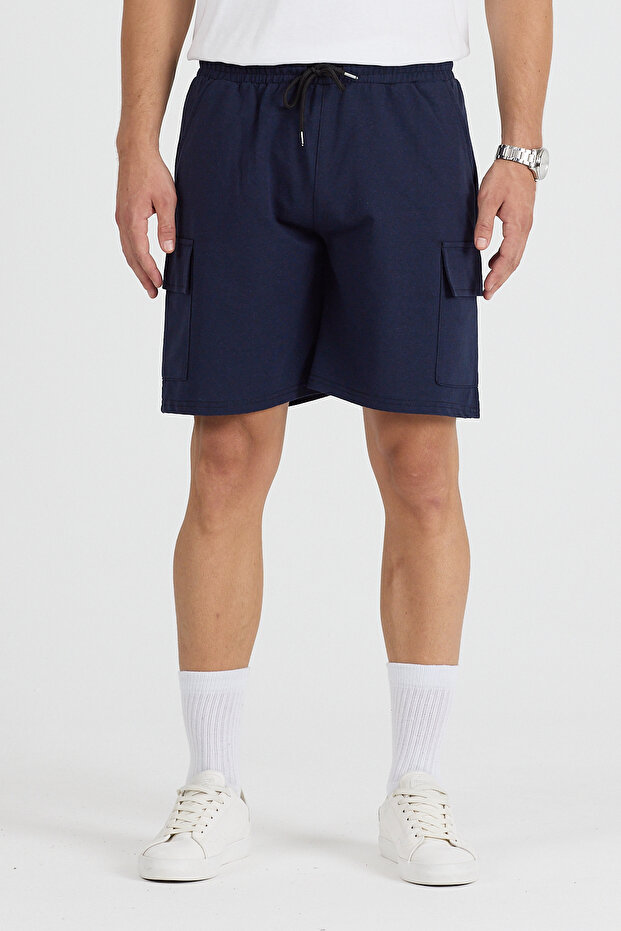 Unisex 3'lü Kargo Cepli Fit Şort - 5