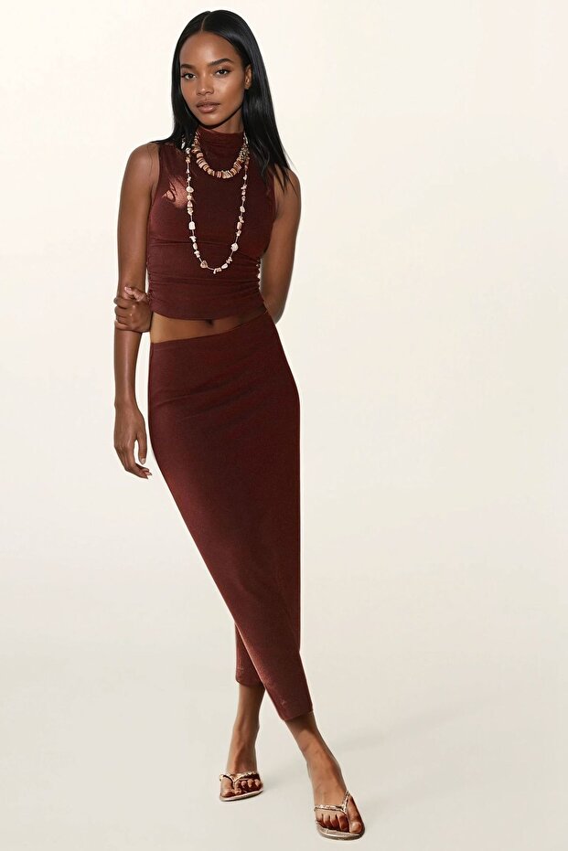 Fitted Halter Yaka Örme Üst - 1