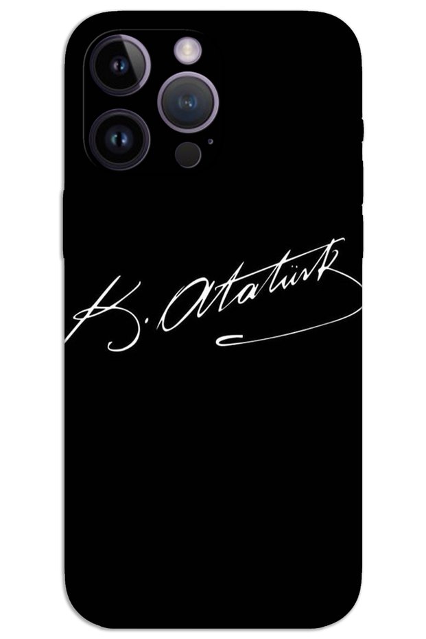 iPhone 14 Pro Max Case Hd Pattern Printed Back Cover - Ataturk Signature