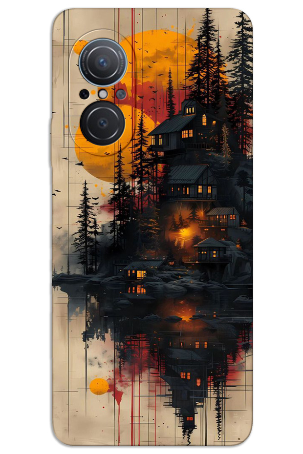 Huawei Nova 9 Se Case Hd Pattern Printed Back Cover - Wooden Houses