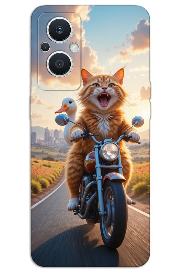 Oppo Reno 7 Lite Case Hd Pattern Printed Back Cover - Crazy Cat