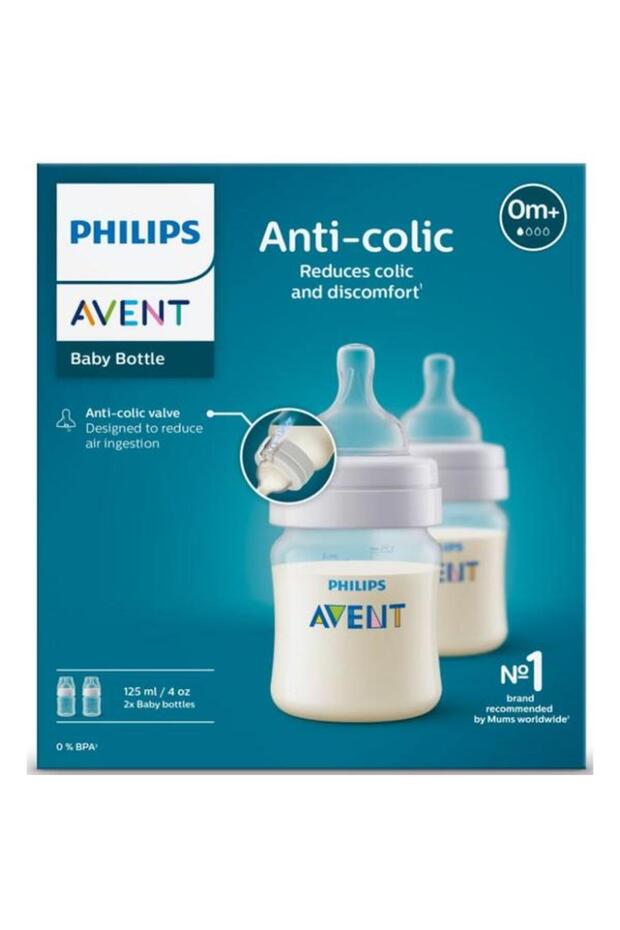 Sada 2 antikolikových detských fliaš Philips Avent SCY100/02, 125 ml, +0 mesiacov, 2 ks, bez BPA (biela/tradičná) - 7