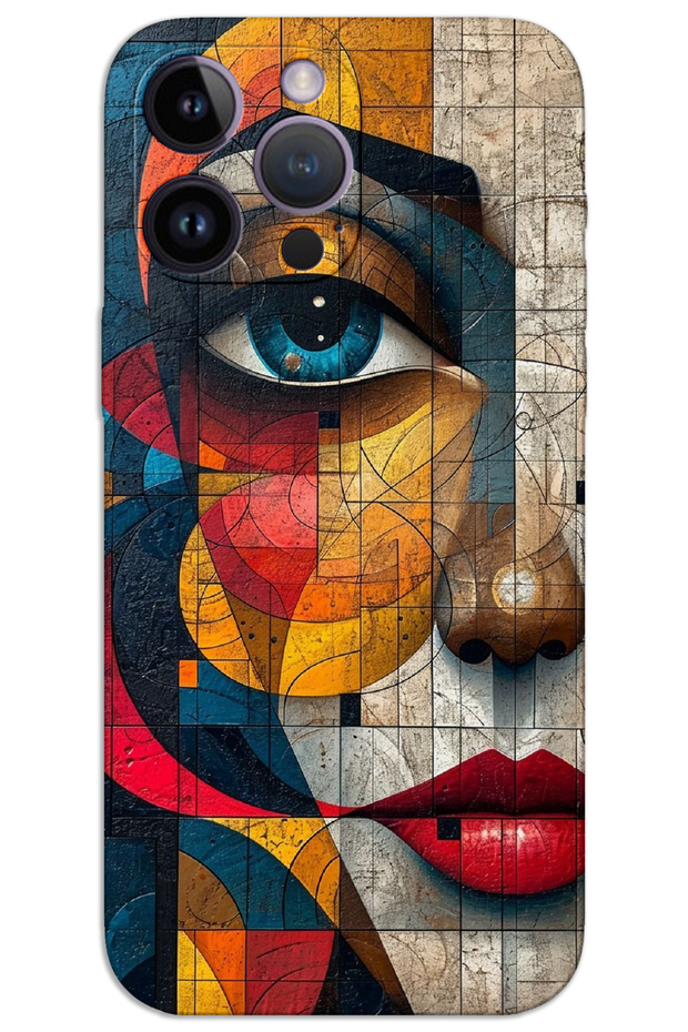 غطاء خلفي مطبوع بنمط HD لهاتف iPhone 14 Pro Max - وجه فني