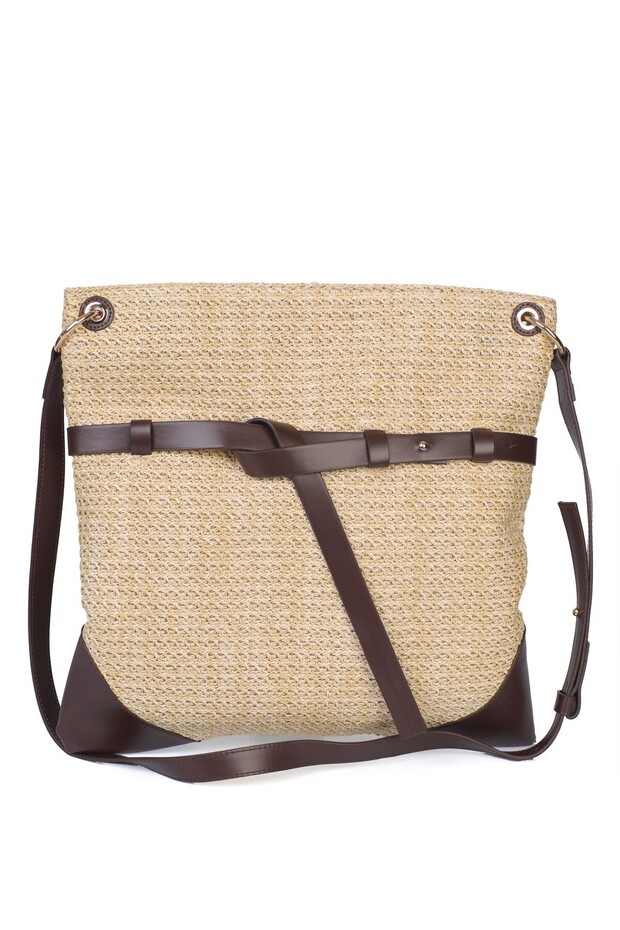 Lenora Straw Textured Shoulder Bag