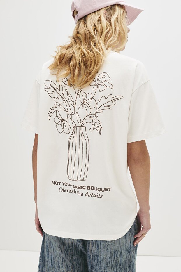 Vazo grafik baskılı tişört - 2