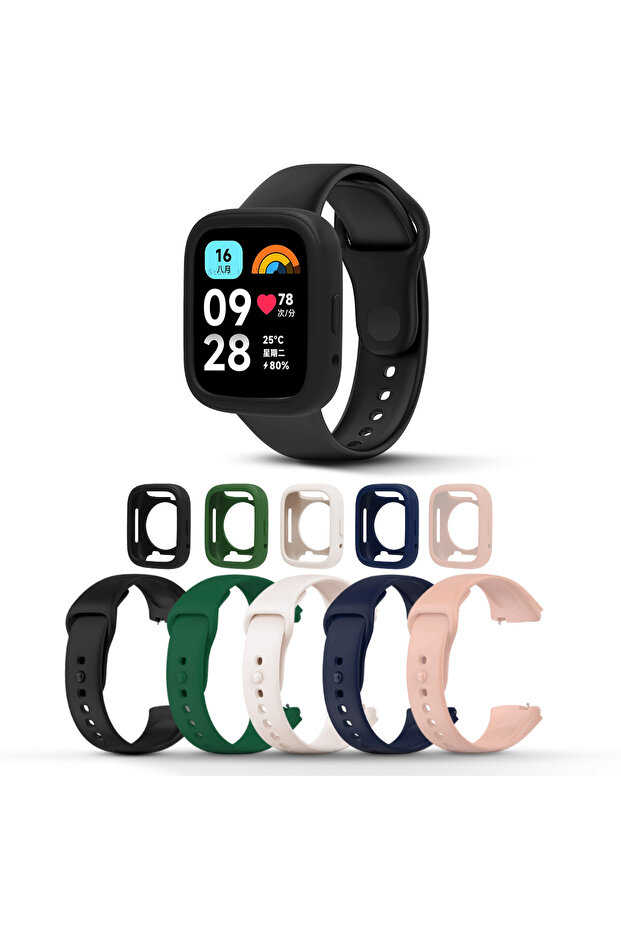 Redmi Watch 3 Active/Redmi Watch 3 Lite Band + Watch Case | Silicone Straps |Multicolor