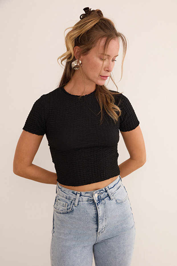 Waffle Kumaş Crop Body - 4
