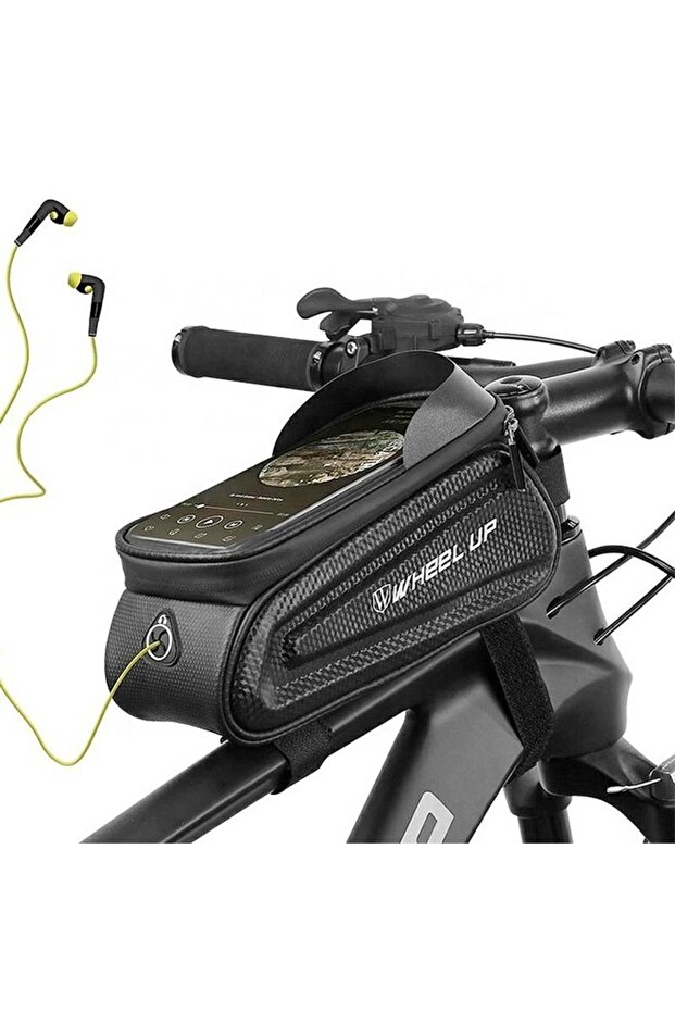 Bicycle Pouch with Phone Mount, Touchscreen Function, Waterproof, Black - 2
