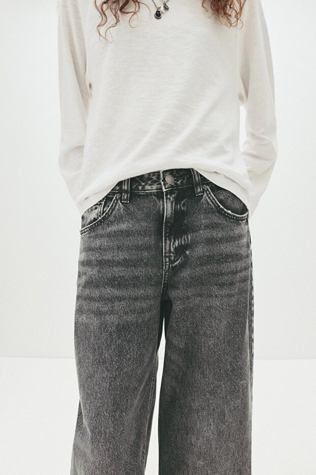 Düşük bel geniş paça jean - 5