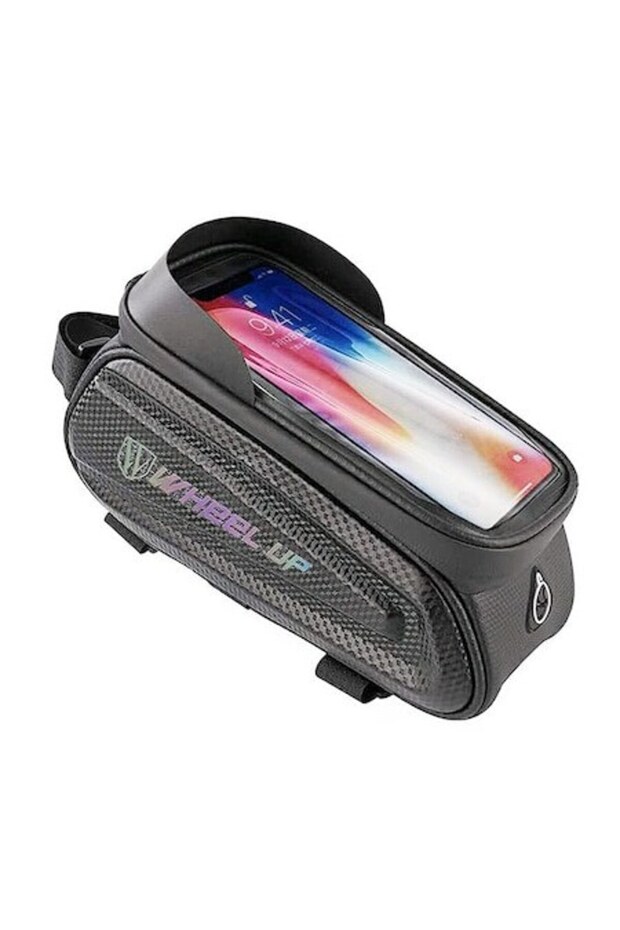Bicycle Pouch with Phone Mount, Touchscreen Function, Waterproof, Black - 1