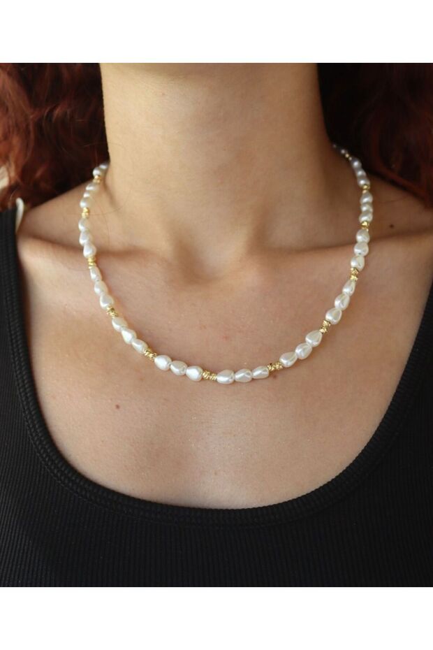 Stainless Steel Pearl & Dorica Necklace