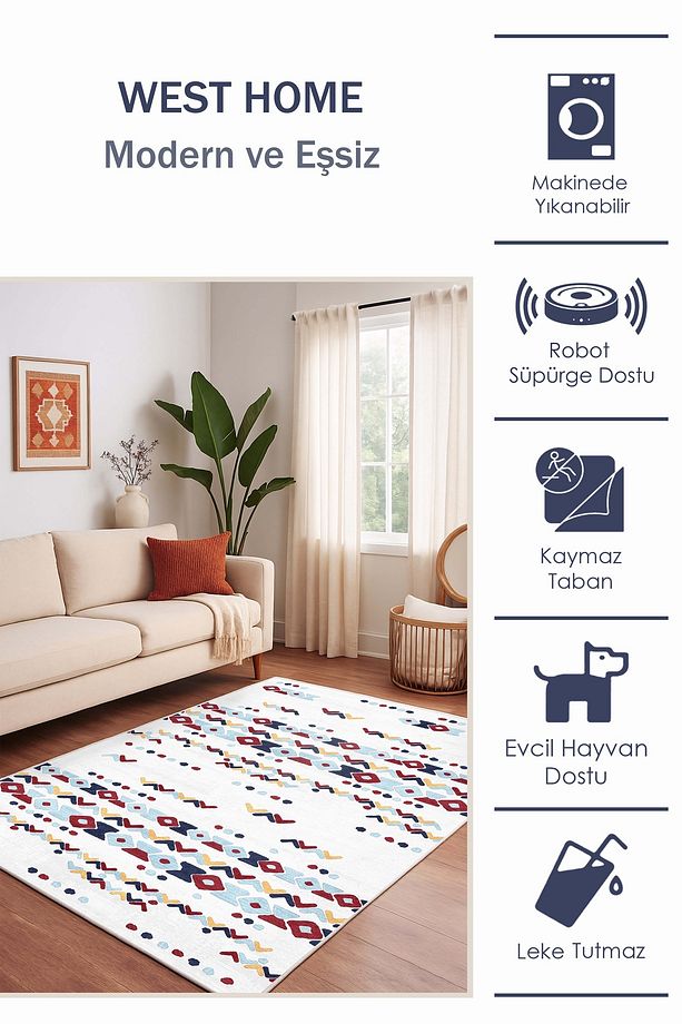 Makinede yıkanabilir kaymaz taban leke tutmaz dijital mutfak halısı salon halısı ve kesme yolluk - 3