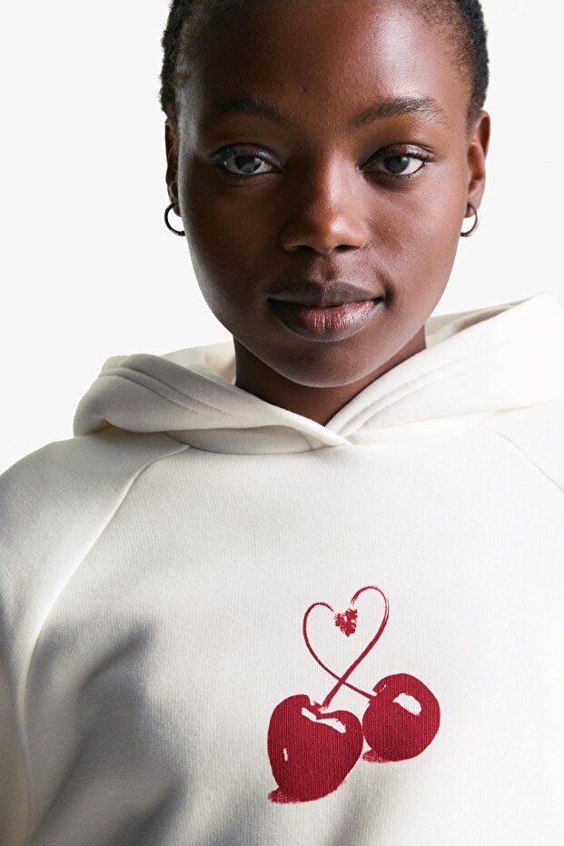 Baskılı kapüşonlu sweatshirt - 1