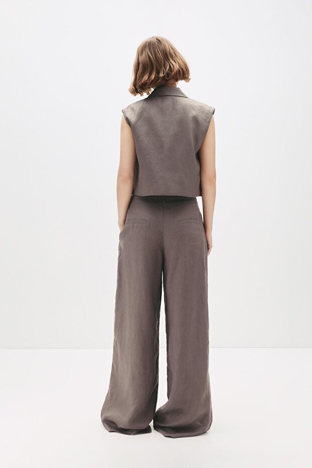 %100 keten pilili pantolon - 4