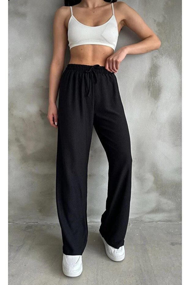 Fitting in Plus Size High-Waist Elastic Women's Palazzo Spider Fabric Pants