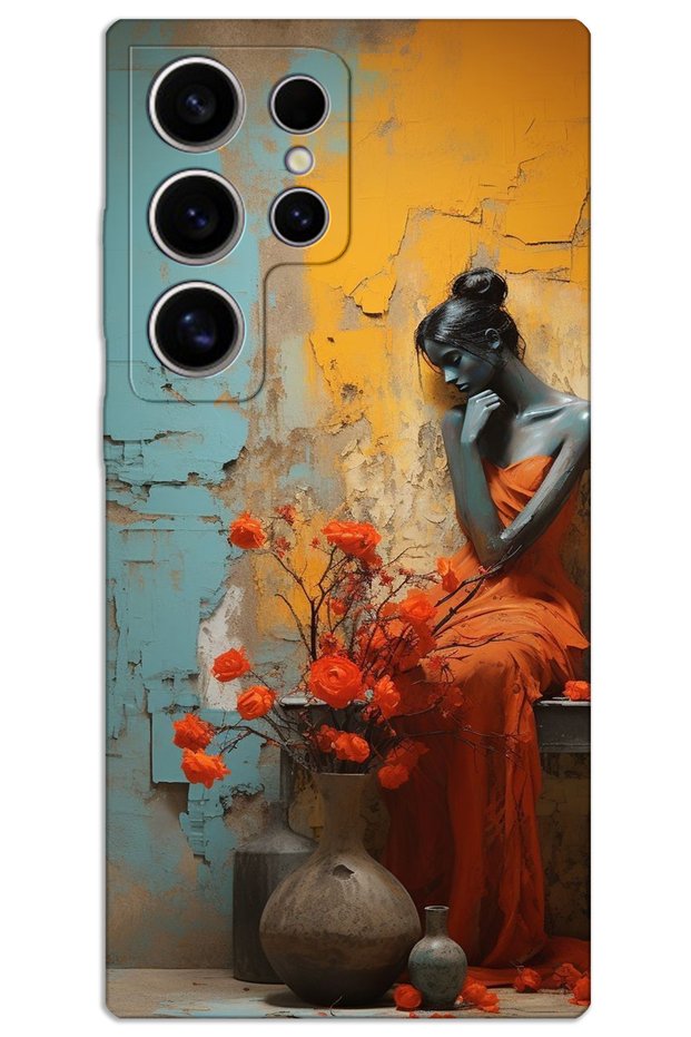 Samsung Galaxy S23 Ultra Case Hd Pattern Printed Back Cover - Lonely Woman