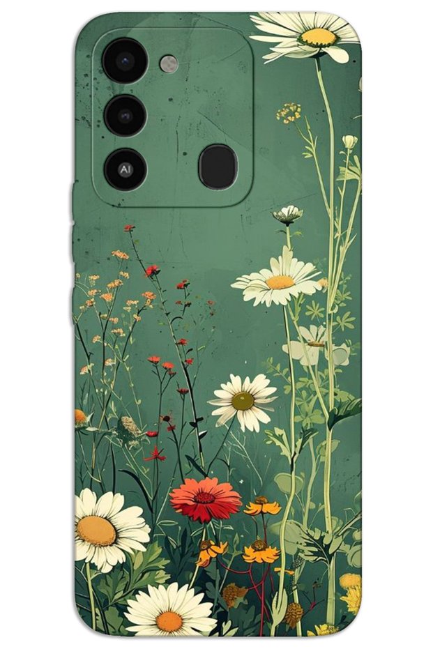 Tecno Spark 8C Case Hd Pattern Printed Back Cover - Green Daisy