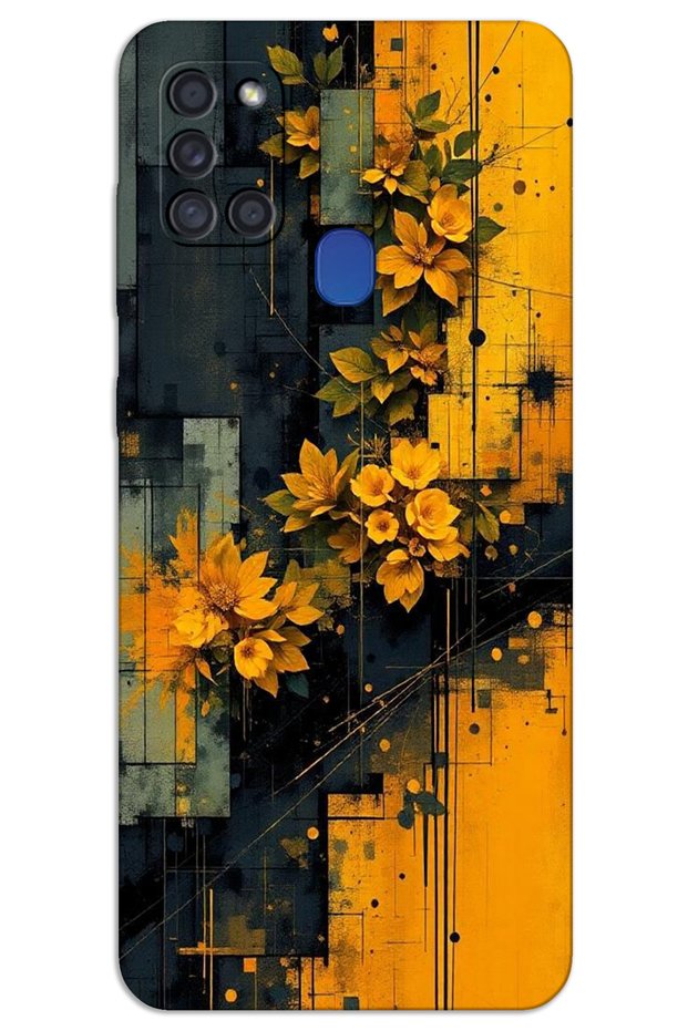 Samsung Galaxy A21S Case Hd Pattern Printed Back Cover - Yellow Flowers