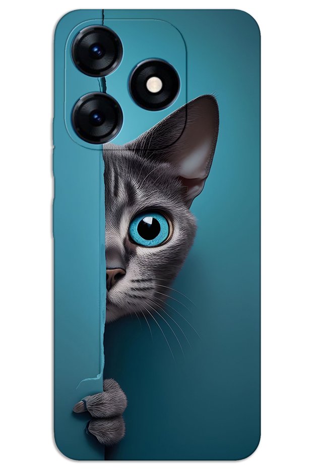 Tecno Spark 20C Case Hd Pattern Printed Back Cover - Blue Eyed Cat