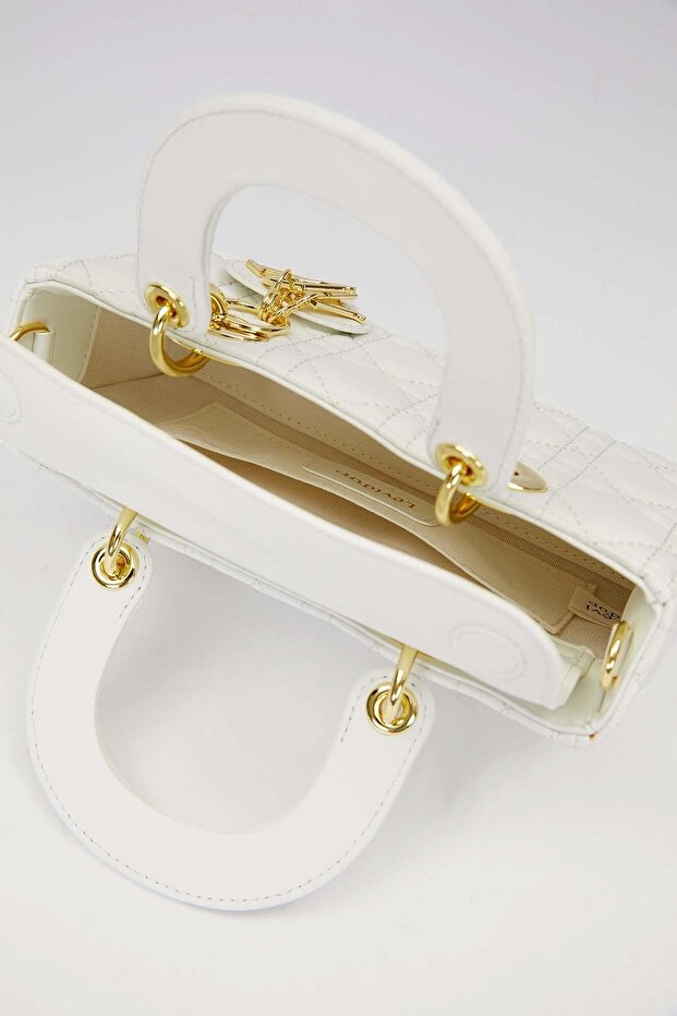 حقيبة يد مع إكسسوارات حزام سلسلة بيضاء - 3