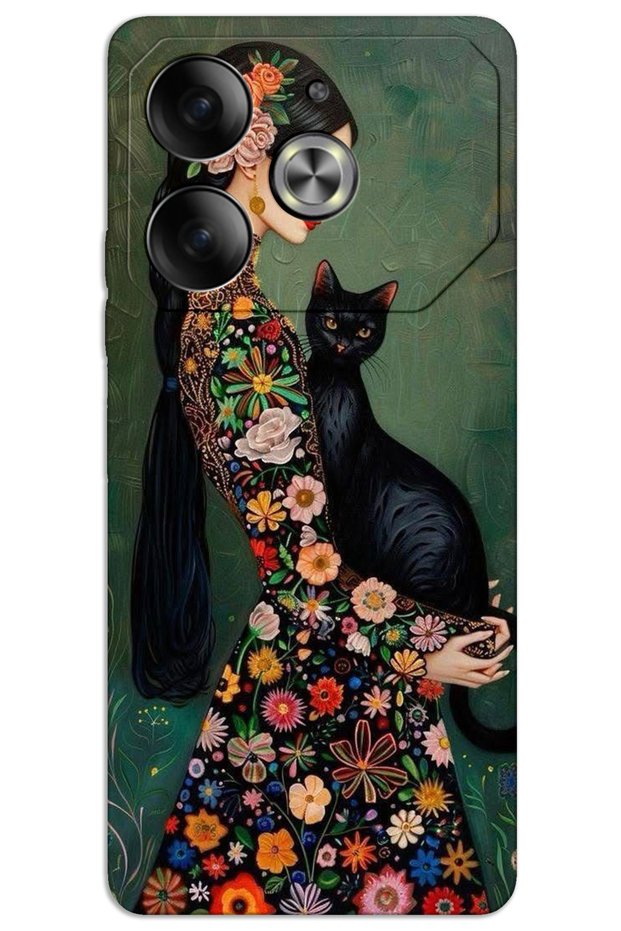 Tecno Pova 6 Pro Case Hd Pattern Printed Back Cover - Black Cat