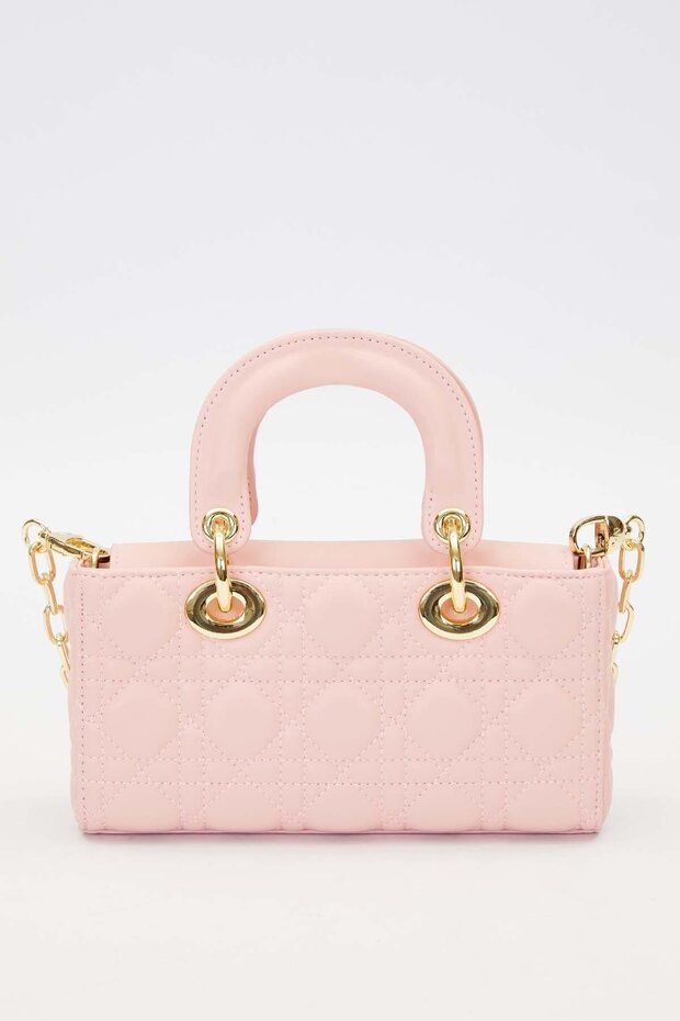 حقيبة يد مع إكسسوارات حزام سلسلة وردية - 4