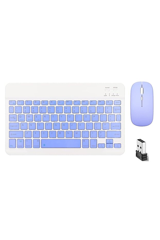 FKU Bluetooth Keyboard, Wireless Keyboard and Mouse 2.4Ghz USB Rechargeable Lightweight 10IN Univers