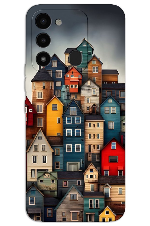 Tecno Spark 8C Case Hd Pattern Printed Back Cover - Colorful Houses