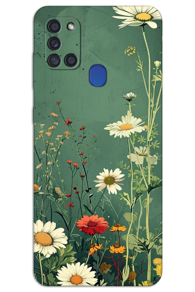 Samsung Galaxy A21S Case Hd Pattern Printed Back Cover - Green Daisy