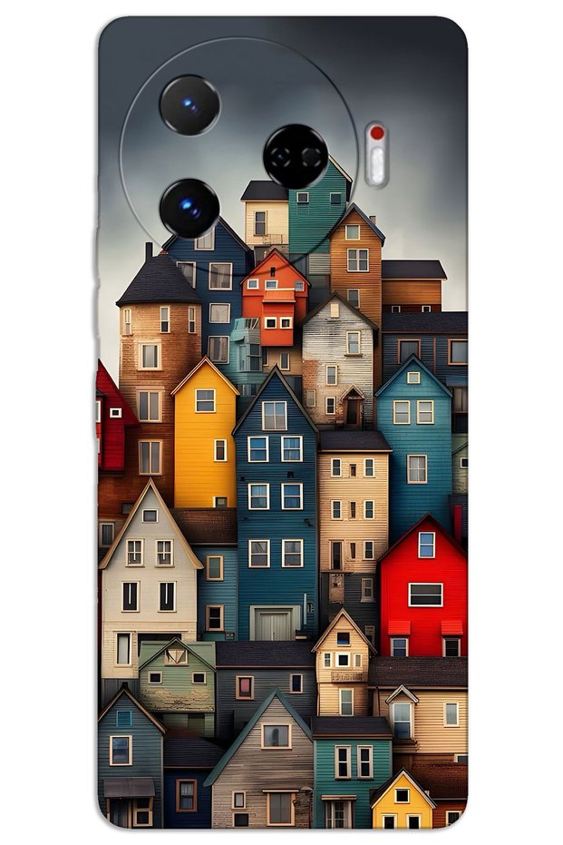 Tecno Camon 30 Pro 5g Case Hd Pattern Printed Back Cover - Colorful Houses