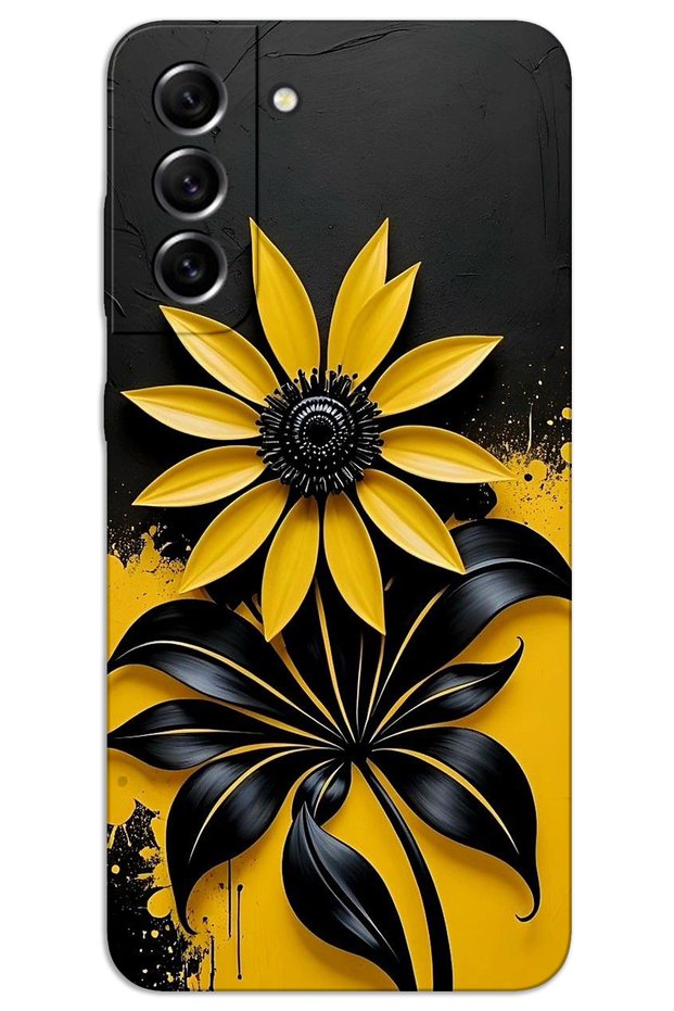 Samsung Galaxy S21 Plus Case Hd Pattern Printed Back Cover - Black Yellow Flower