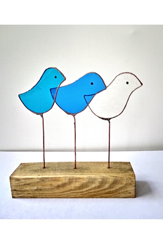 vitray dekoratif 3lü kuş modeli - 2