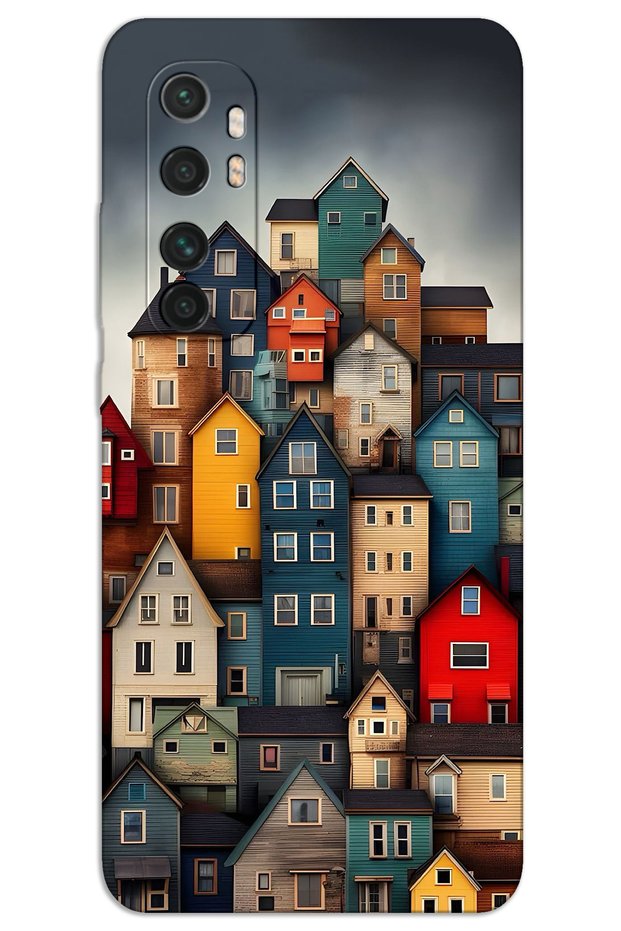 Xiaomi Mi Note 10 Lite Case Hd Pattern Printed Back Cover - Colorful Houses