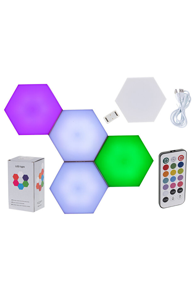 Modular lamp, 5 pieces, LED, Remote control, Multicolor - 1