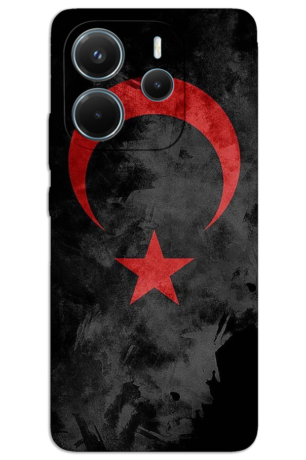 غطاء خلفي مطبوع بنمط HD لهاتف Xiaomi Redmi Note 14 - العلم الأسود