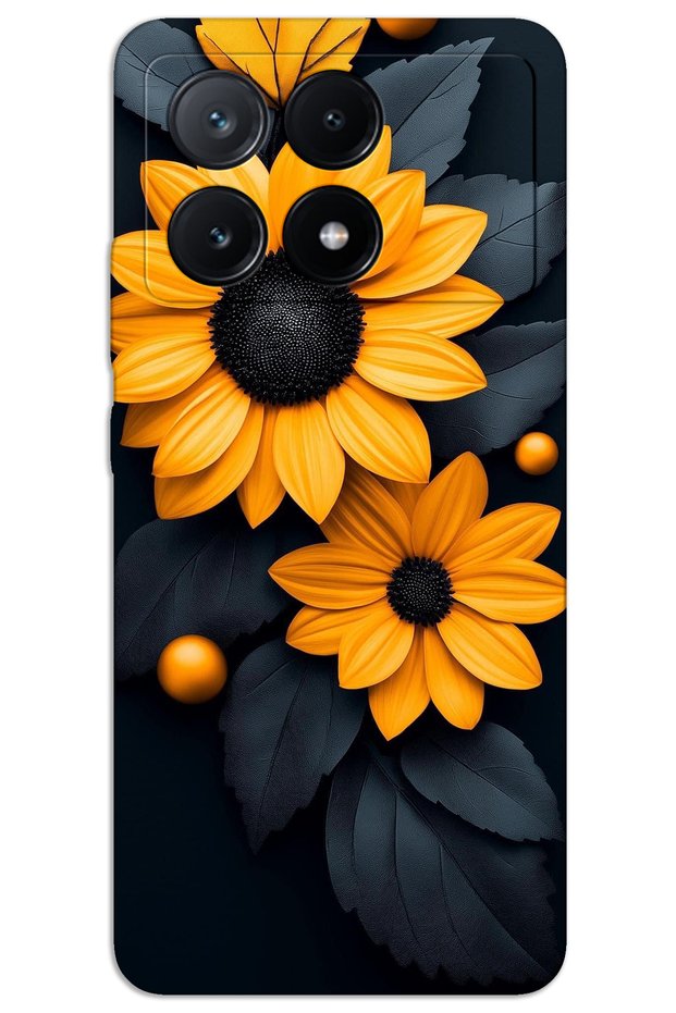 غطاء خلفي مطبوع بنمط HD لهاتف Xiaomi Poco X6 Pro - زهرة سوداء