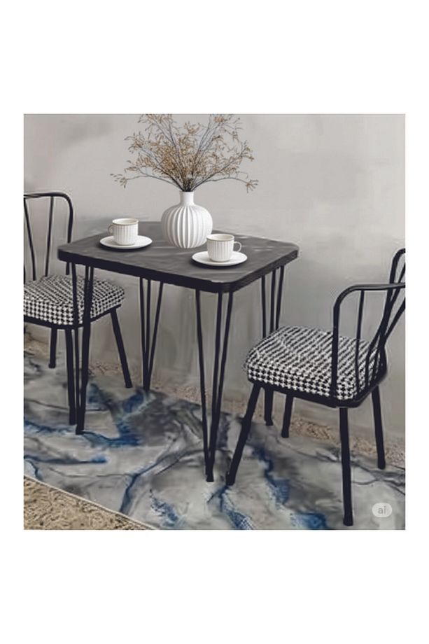 Metal Ayaklı 60x90cm KALINLIKLI (TEK MASA)Balkon Masası- Çalışma Masası -kafe SİYAH MERMER 60X90 - 2