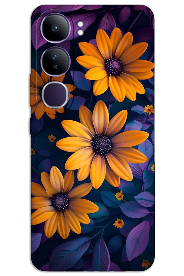 Vivo V40 Lite Case Hd Pattern Printed Back Cover - Yellow Flower